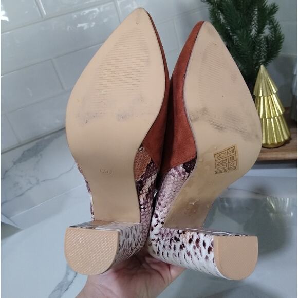 [H417] Brown Suede Snakeskin Boots, Size 37 - Picture 9 of 11